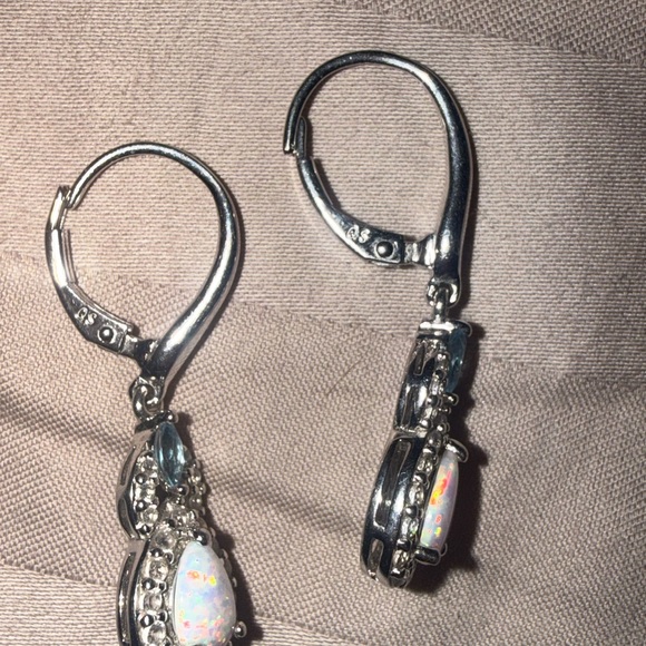 Opal and Topaz Sterling Silver earrings - Picture 3 of 11